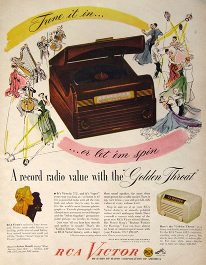 1948 RCA Golden Throat Radio Victrola 77U Ad