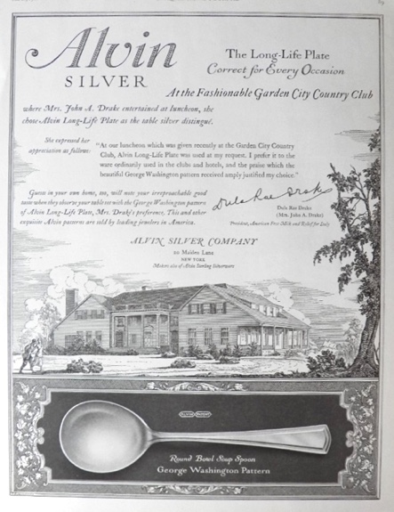 1921 Alvin Silverplate Ad ~ George Washington Pattern