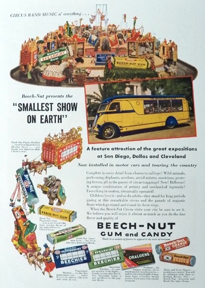 1936 Beechnut Candy & Gum Ad ~ Smallest Show on Earth