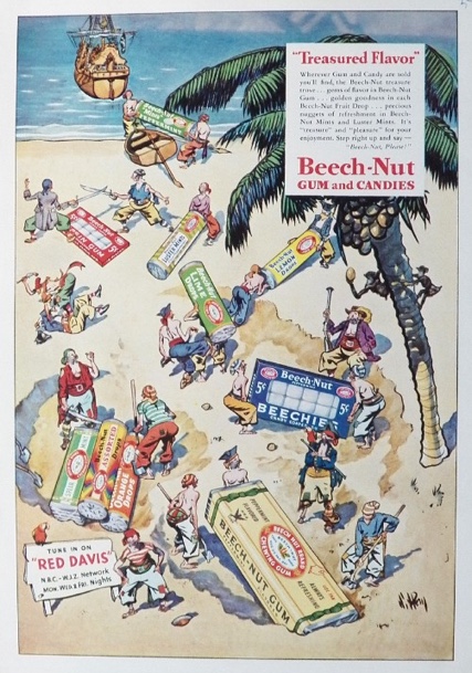 1935 Beechnut Candy & Gum Ad ~ Buried Treasure