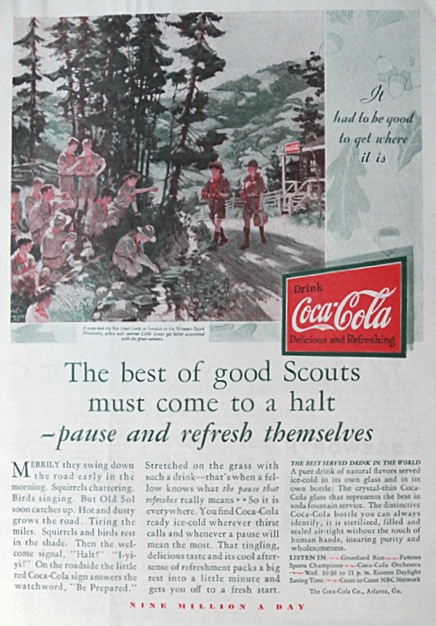 1930 Coca Cola Coke Ad ~ Boy Scout Troop Irondale, MO