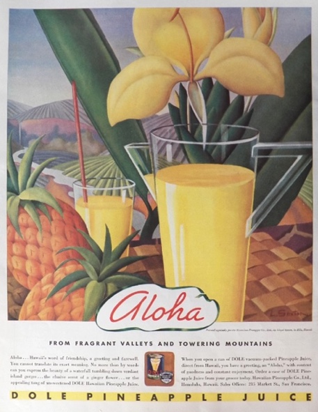1935 Dole Pineapple Juice Ad ~ Lloyd Sexton Art