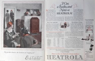 1926 Estate Heatrola Heater Ad ~ A Car, A Radio, & Now A Heatrola