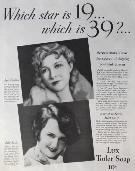 1932 Lux Toilet Soap Ad ~ Billie Burke, Joyce Compton