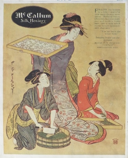 1918 McCallum Hosiery Ad ~ Japanese Geishas ~ Marjorie Woodbury Art