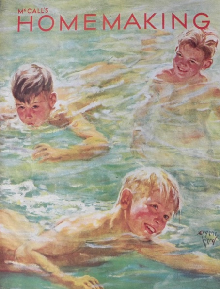 1933 Nude Boys Skinny Dipping ~ Eugene Iverd Vintage Print
