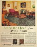 1928 Armstrong's Linoleum Ad ~ Cheery Living Room