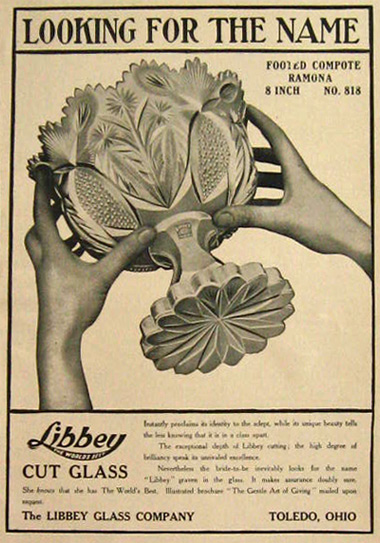 1900 Libbey Cut Glass Ad ~ Footed Compote Ramona