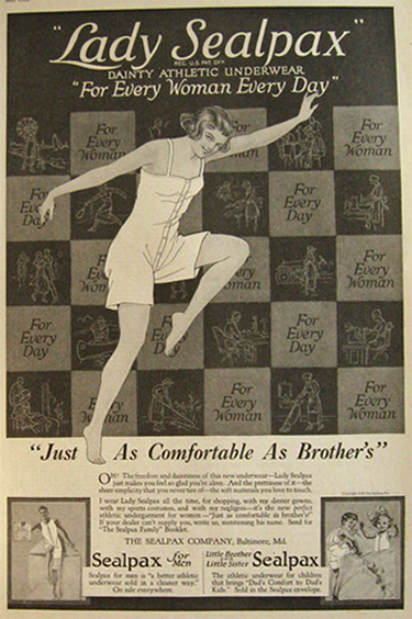 1920 Lady Sealpax Women's Dainty Athletic Underwear Ad