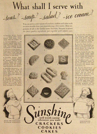 1930 Sunshine Cookies Ad When To Serve Vintage Food Ads Other