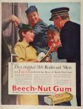 1941 Beechnut Gum Ad ~ Railroad Men Prefer It