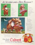 1942 Calvert Whiskey Ad ~ Two Hippos in Love