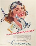 1940 Chesterfield Cigarettes Ad ~ Lady Pilot