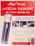 1942 WWII Eveready Flashlight Ad ~ For Civilian Wartime Use
