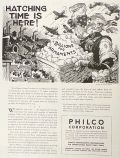 1942 WWII Philco Radio Ad ~ C.E. Sykes Political Cartoon