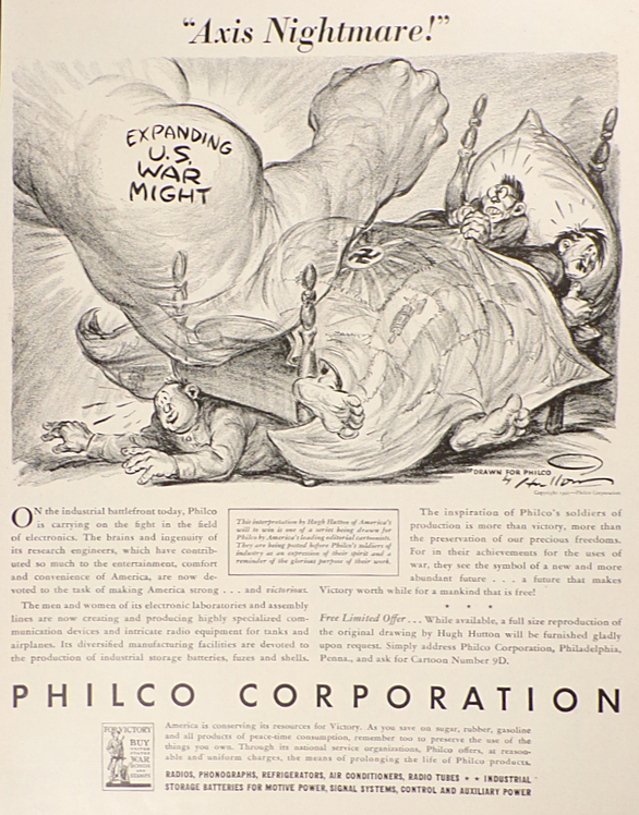 1942 WWII Philco Radio Ad ~ Hugh Hutton ~ Axis Nightmare