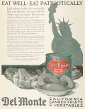 1918 WWI Del Monte Canned Fruit Ad ~ Statue of Liberty