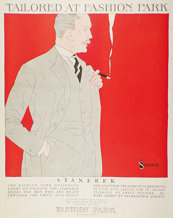1921 Fashion Park Menswear Ad ~ The Stanerek ~ Erect Posture