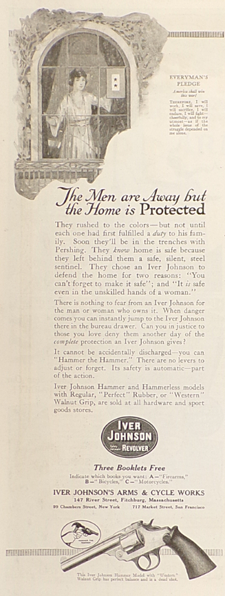1918 Iver Johnson Revolver Ad ~ The Men Are Away