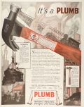 1921 Antique Plumb Hammer Ad ~ A Mighty Pull
