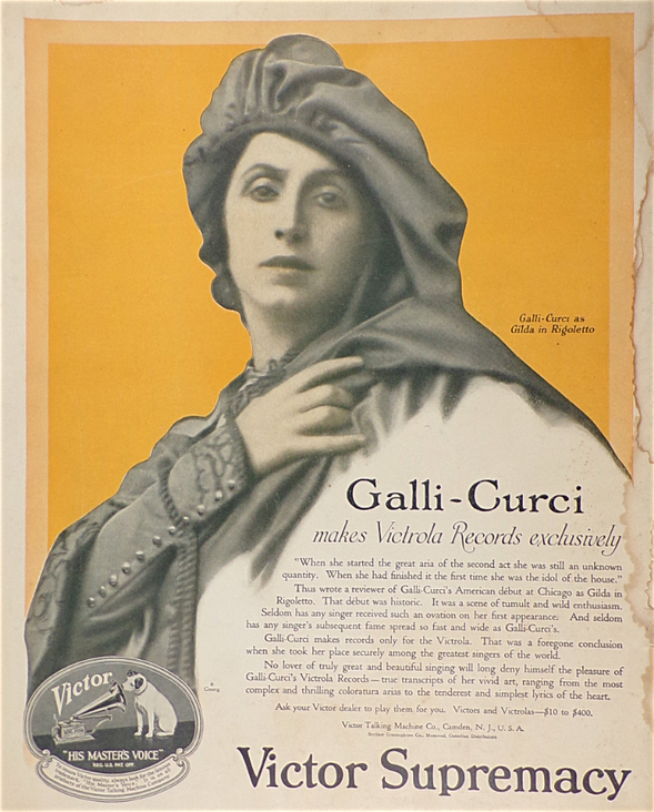 1918 Victor Records Ad ~ Galli-Curci, Rigoletto