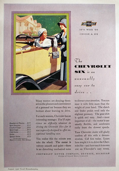 1930 Chevy Six Ad ~ Unusually Easy To Drive