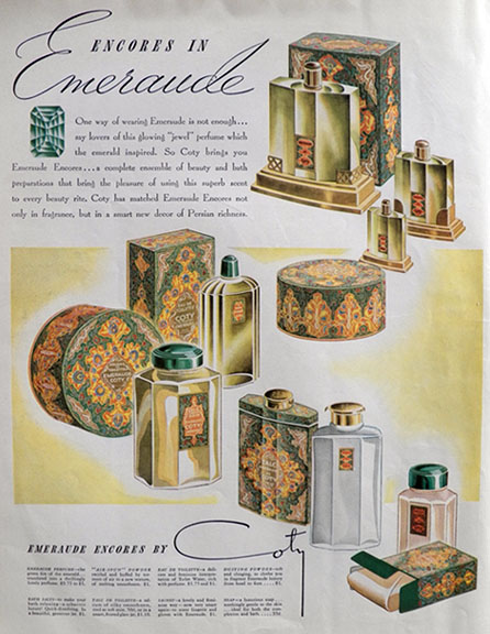 1937 Coty Emeraude Encores ~ Perfume & Bath Sets