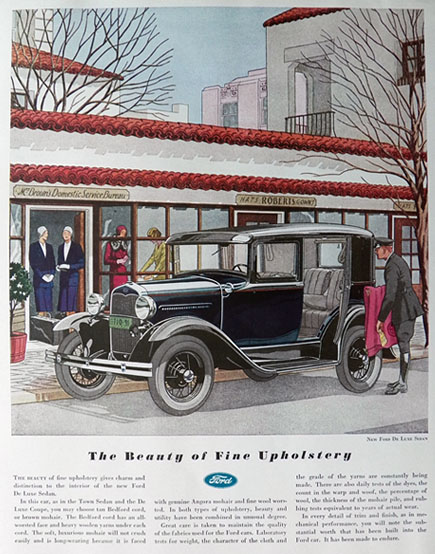 1931 Ford Deluxe Sedan Ad ~ Fine Upholstery
