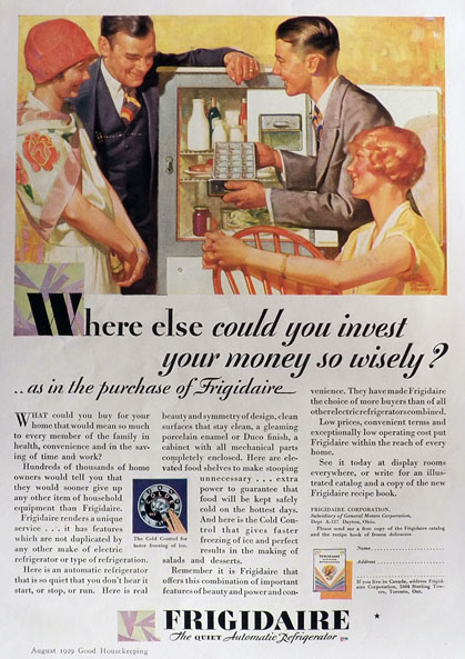 1929 Frigidaire Refrigerator Ad ~ Wise Investment