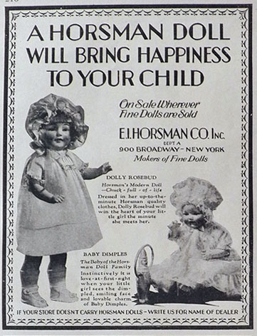 1928 Horsman Doll Ad ~ Rosebud & Dimples, Vintage Toy & Game Ads