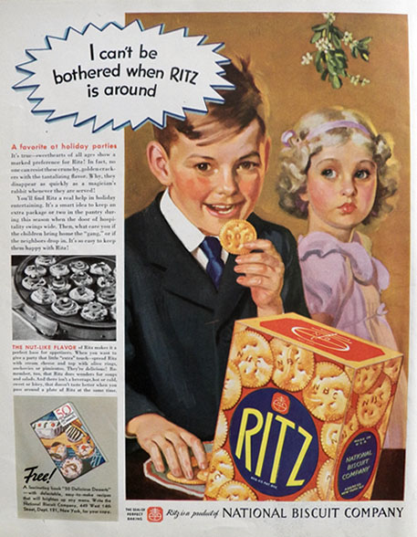 1937 Vintage Ritz Crackers Ad ~ Can't Be Bothered, Vintage Food Ads (Other)