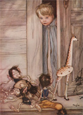1927 Child with Elves ~ Gustaf Tenggren Fantasy Print