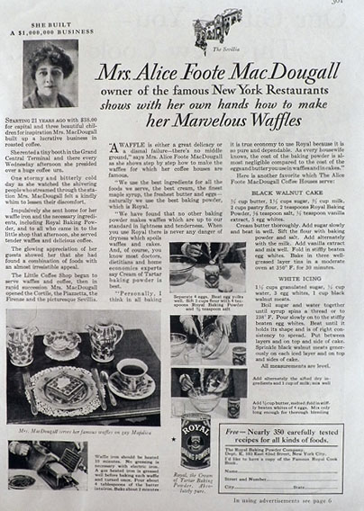 1928 Royal Baking Powder Ad ~ Making Marvelous Waffles