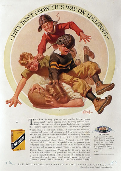 1927 Wheatena Ad ~ Frederic Stanley Football Kids
