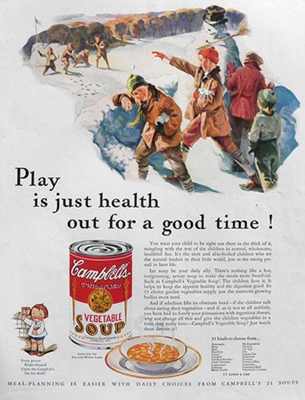 1932 Campbell's Soup Ad ~ Snowball Fight