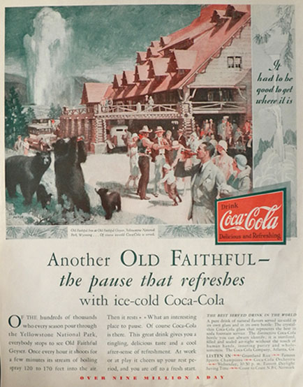 1931 Coke Coca Cola Ad ~ Old Faithful ~ Fred Mizen