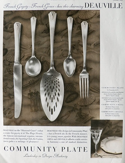 1932 Community Plate Silverware Ad ~ Deauville Pattern