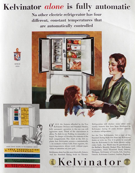1932 Kelvinator Refrigerator Ad ~ Fully Automatic