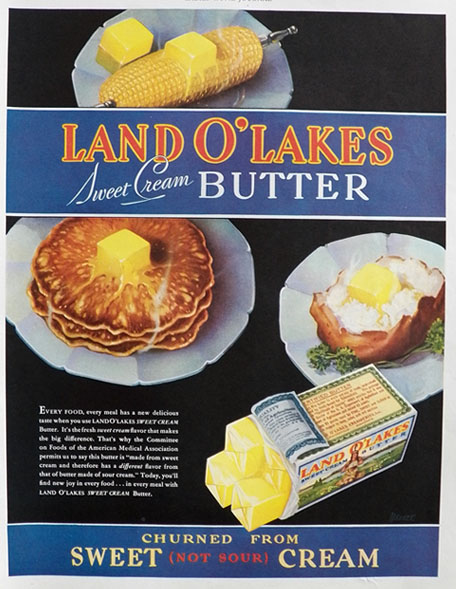 1933 Land O'Lakes Butter Ad ~ Sweet Cream