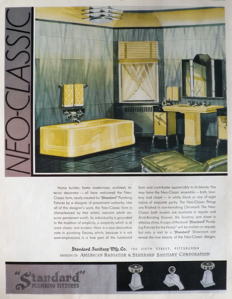 1931 Standard Plumbing Ad ~ Neo-Classic
