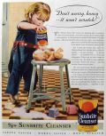 1934 Sunbrite Cleanser Ad ~ Child Cleans Doll