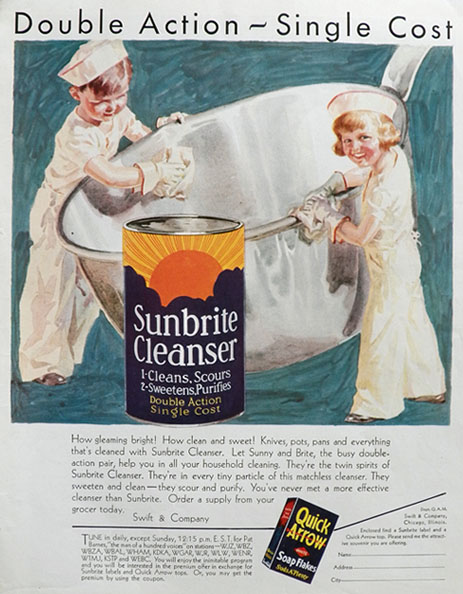 1932 Sunbrite Cleanser Ad ~ Sailor Kids