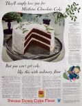 1933 Swans Down Cake Flour Ad ~ Mistletoe Chocolate Cake Recipe