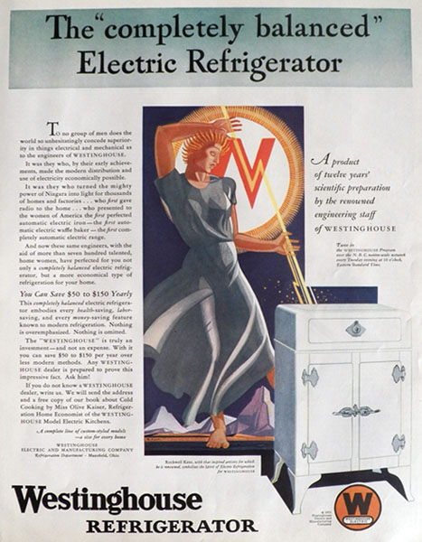 1931 Westinghouse Refrigerator Ad ~ Rockwell Kent Deco Art