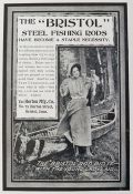 1903 Bristol FIshing Rod Ad ~ Photo of Woman with Fish