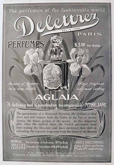 1903 Antique Delettrer Perfume Ad ~ Aglaia