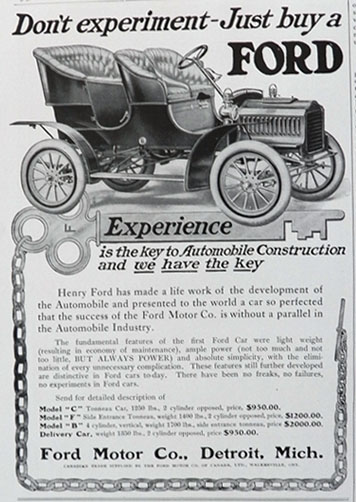 1905 Ford Model F Ad ~ Don't Experiment