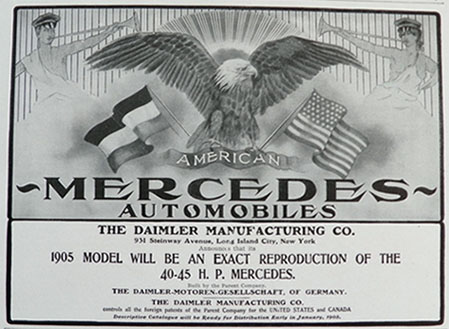 1904 Mercedes Car Ad ~ Patriotic Eagle