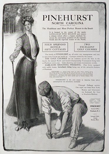 1903 Pinehurst Golf Resort, NC Large Ad ~ Woman Golfer