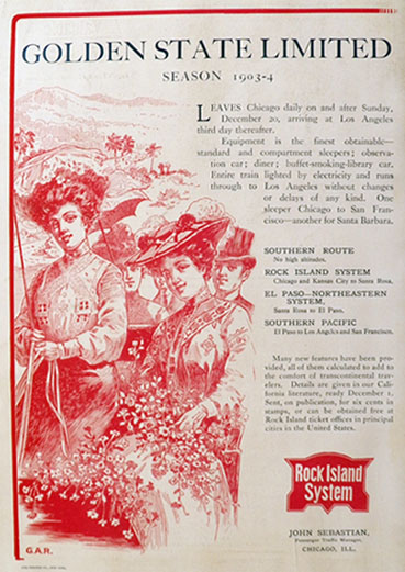 1903 Rock Island Railroad Ad ~ Golden State Ltd.